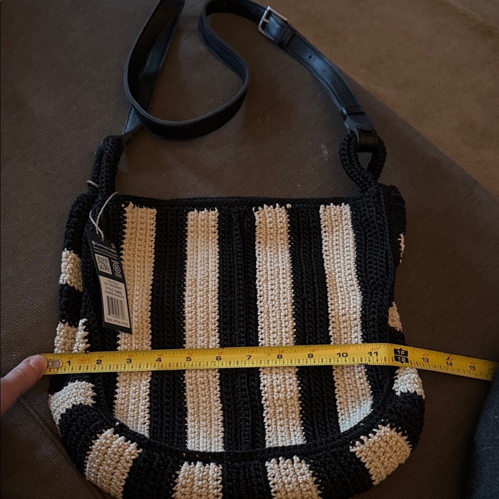 The Sak Black and Cream Crochet Shoulder Bag